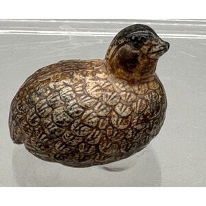 Vintage Ceramic Mini Quail Figurine Handmade 1.3" Tall Bird Statue